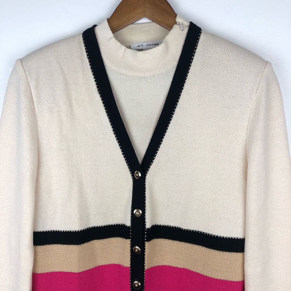 ST JOHN Sleeveless Tank Sweater and Cardigan Set - Picture 2 of 16